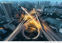 719880261 | 게티이미지코리아 | Aerial view of illuminated overpass, Chongqing, China Royalty-Free 이미지