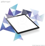 694013144 | 게티이미지코리아 | Tablet Pc isolated on abstract geometric background - Isometric Tablet Pc Template Royalty-Free... 