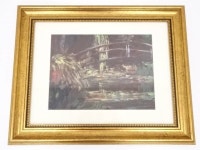 라쿠텐 - 【IDnet】 絵画　クロード・モネ　「Japanese Bridge」　テンペラ原画　額装【中古】【道】