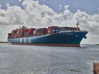 A massive container ship plies the Savannah River in Savannah, Georgia  | Library of Congress A massive container ship plies the... 