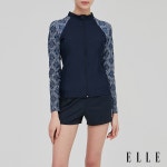 [아이스탁몰]  엘르수영복 여성 INDOOR 집업 아쿠아탑 수영복 EVSLI31NVY 35,000원