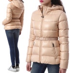 몽클레어 RHIN 엠보빅로고패치 구스다운 슬림 후드 패딩점퍼 (핑크베이지)4693300 C0064 53E