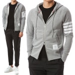톰브라운 삼선탭+4선완장 디테일 후드 집업 (그레이)20FW - MJT022H 00535 068