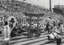 ３９回大会　広島商　スタンドに立てられた厳島神社の鳥居（33/100）ー高校野球１００回、熱狂の応援席：朝日新聞デジタル... 