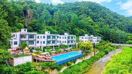 마일천 하천 계곡앞. 연인산도립공원, 운악산 인근, 조망권 풍경멋짐, 펜션.유원지,캠핑장 밀집 / 경기 가평군 조종면 신하리 / 펜션 매매... 