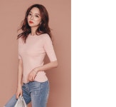 끌로드마농 펀칭 슬림 라운드 니트 