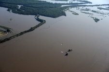 Aerial, Flooding - Farmland near Canton are impacted by flood waters stemming... - natural diasaster photos June 20, 2008