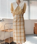 컬러위드클로젯 멜플체크랩skirt
