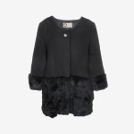 DEADSTOCK [LANVIN] 랑방 모직 울 블랜드 퍼 트리밍 싱글 코트 Black / size women M