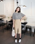 다홍 [그녀가 예뻐진 비밀, 다홍] 다홍 [그녀가 예뻐진 비밀, 다홍] - 초코몽블랑 스트라이프 반팔 티셔츠