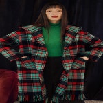 베네통 컬러체크 프린지 모직코트 BACTA5161 RD- 이랜드몰