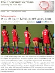 가생이닷컴>해외반응 > 사회/문화 > 英 언론, 왜 한국에는 김씨 성이 많을까?