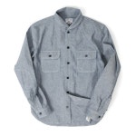 OUTSTANDING 아웃스탠딩 [OUTSTANDING] CHAMBRAY SHAWL COLLAR NAVY SHIRTS_INDIGO