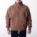 COUP DE GRACE 쿠드그라스 [COUP DE GRACE] WASHED COTTON ZIPPED TURTLENECK BROWN