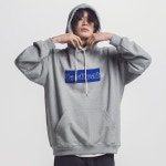 QUIETIST 콰이어티스트 [QUIETIST] PLASTICATE Box logo Sweat-Hood gray
