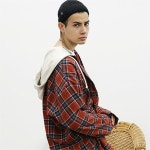 TENBLADE 텐블레이드 [TENBLADE] Project 36.5 Semi Over Fit Tartan Check Hood Shirt_Orange