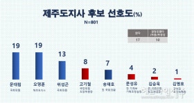 제주도지사 지지도 오영훈 19%, 문대림 19%, 위성곤 13% - 새로운보수당 마이너 갤러리