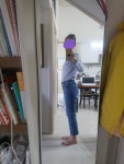 안녕윤수야 여름에 입기 좋은 길이고요. 27ㅡ28입는데 바지가 새거라 그런지 밴드가 완전 쫀쫀하네요. 힙, 무릎, 다리 ...상품 사용후기 - 안녕윤수야