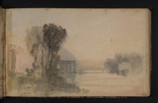 ‘Riverside with Buildings’, Joseph Mallord William Turner, c.1834 | Tate 