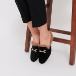 웨스트스타일 [쿠루] 여성 3.5cm 토끼털 버클 블로퍼 G3704