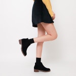 웨스트스타일 [쿠루] 여성 4cm 스티치 절개 포인트 앵클부츠 G3766