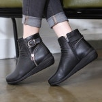 웨스트스타일 [쿠루] 여성 4cm 소가죽 셔링 앵클부츠 G4109