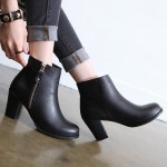 웨스트스타일 [쿠루] 여성 7.5cm 사이드지퍼 앵클부츠 G4106