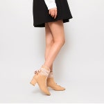 웨스트스타일 [쿠루] 여성 6cm 끈 스트랩 미들굽 앵클부츠 G4318