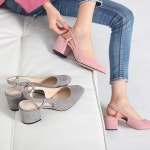 웨스트스타일 [쿠루] 6cm 스웨이드 밴딩 슬링백 힐 MK-7507