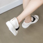 웨스트스타일 [쿠루] 여성 4cm 배색 스터드 슬립온 G2529