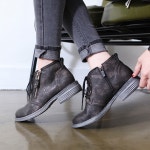 웨스트스타일 [쿠루] 여성 3.5cm 빈티지 지퍼 앵클 워커 G3418