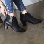 웨스트스타일 [쿠루] 여성 6cm 지퍼포인트 기모 앵클 부츠 G3598