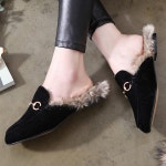 웨스트스타일 [쿠루] 여성 1cm 벨벳 버클 블로퍼 G3681