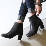 웨스트스타일 [쿠루] 여성 7.5cm 사이드 골드장식 앵클부츠 G4015