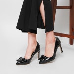 웨스트스타일 [쿠루] 여성 9cm H장식 에나멜 스텔레토 하이힐 G4631