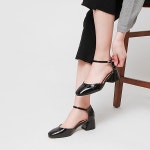 웨스트스타일 [쿠루] 여성 5cm 에나멜 스트랩 미들힐 G4615