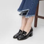 웨스트스타일 [쿠루] 여성 6cm 에나멜 청키굽 로퍼힐 펌프스 G4852