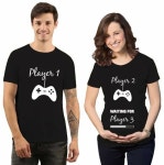 Player 3 Coming Soon Maternity Couple Tshirt For Men & Women Cotton Printed Regular Fit Tshirts| Maternity Dress- (set Of 2)... 