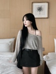 어베러데이 [여리핏🌿] 슬로디 린넨 보트넥 롱슬리브 티셔츠 (하프오프숄더) - 5C