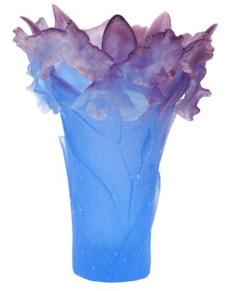 Daum - Daum Pate de Verre Hibiscus Lavender Vase For Sale at 1stDibs Daum - Daum Pate de Verre Hibiscus Lavender Vase