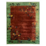 Green Antique Art Deco Handmade Floral Chinese Wool Rug For Sale at 1stDibs Green Antique Art Deco Handmade Floral Chinese Wool Rug
