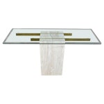 1970s Vintage Italian Travertine and Brass Console Table by Artedi For Sale at 1stDibs 1970s Vintage Italian Travertine and... 