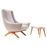 Mid-Century Danish Lounge Chair and Stool Model ML 141 by Illum... Lounge Chair and Stool Model ML 141 by Illum Wikkelsø, 1960s