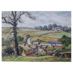 Traditional English Painting Chickens at Farm in Thames Ditton Surrey For Sale at 1stDibs | thames ditton for sale Traditional... 