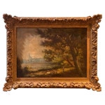 Oil Painting on Canvas with Motif of Chicken Farm and Fields at 1stDibs Oil Painting on Canvas with Motif of Chicken Farm and Fields