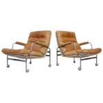 Pair of Bruno Mathsson Brown Leather Karin Lounge Chairs For Sale at 1stDibs Pair of Bruno Mathsson Brown Leather Karin Lounge Chairs