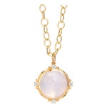 Syna Yellow Gold Moon Quartz Drop Pendant with Diamonds For Sale at 1stDibs Syna Yellow Gold Moon Quartz Drop Pendant with Diamonds