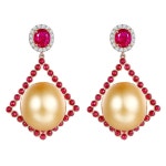 Eostre Rubillite Diamond and South Sea Pearl Earring in 18k White Gold For Sale at 1stDibs Eostre Rubillite Diamond and South Sea... 