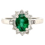 14K White Gold 1.25 ct Emerald and 1.10 ct Diamond Art Deco Style Ladies Ring For Sale at 1stDibs 14K White Gold 1.25 ct Emerald... 