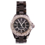 Chanel Watch J12 Black Ceramic/White Diamonds - H1174 38mm at 1stDibs 2004 Chanel Watch J12 Black Ceramic/White Diamonds - H1174 38mm